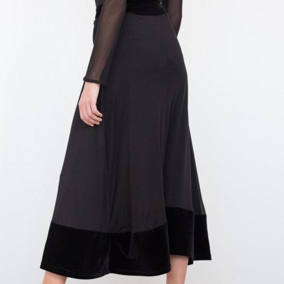 MONARCKY CANADIAN designer NWT skirt Sz S BLACK VELVET TRIM on mesh formal - Picture 4 of 10